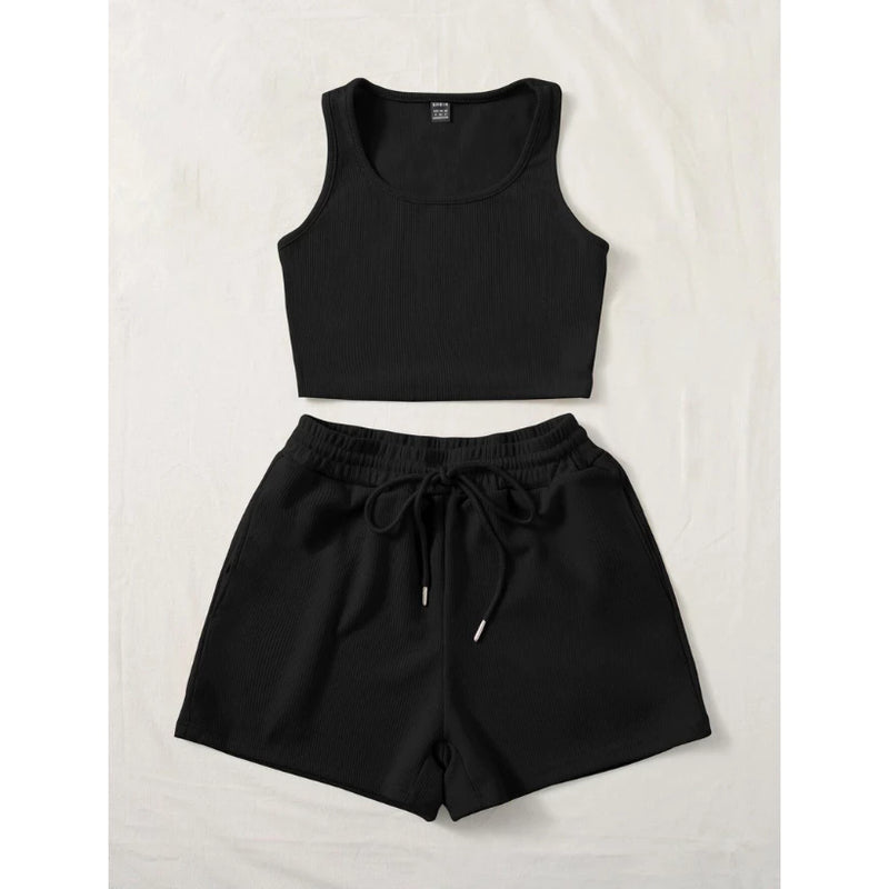 Conjunto short e blusinha cropped em tecido exclusivo