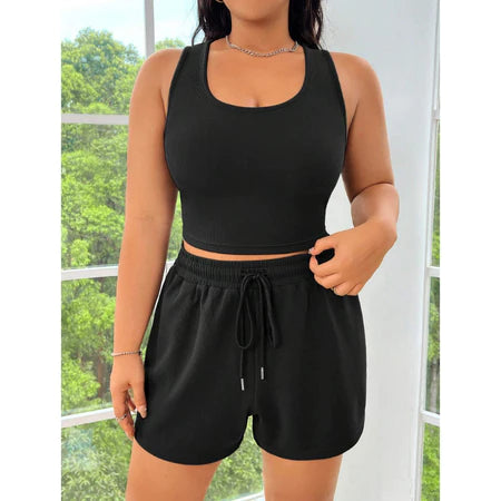 Conjunto short e blusinha cropped em tecido exclusivo